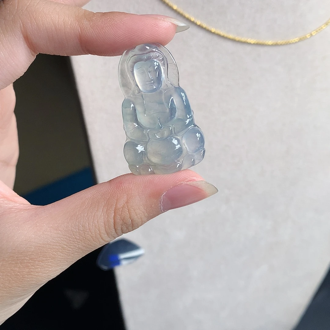 翡翠裸石缅甸天然A货翡翠冰种观音