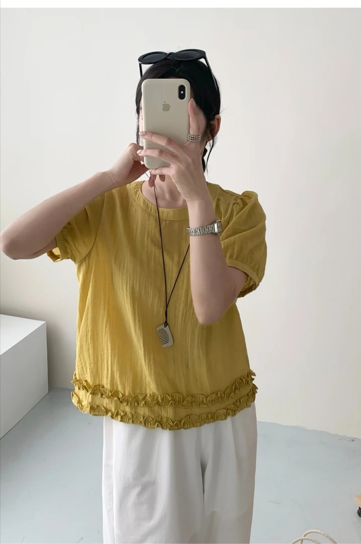 【静姐家】29271夏季时尚休闲百搭宽松女衬衫