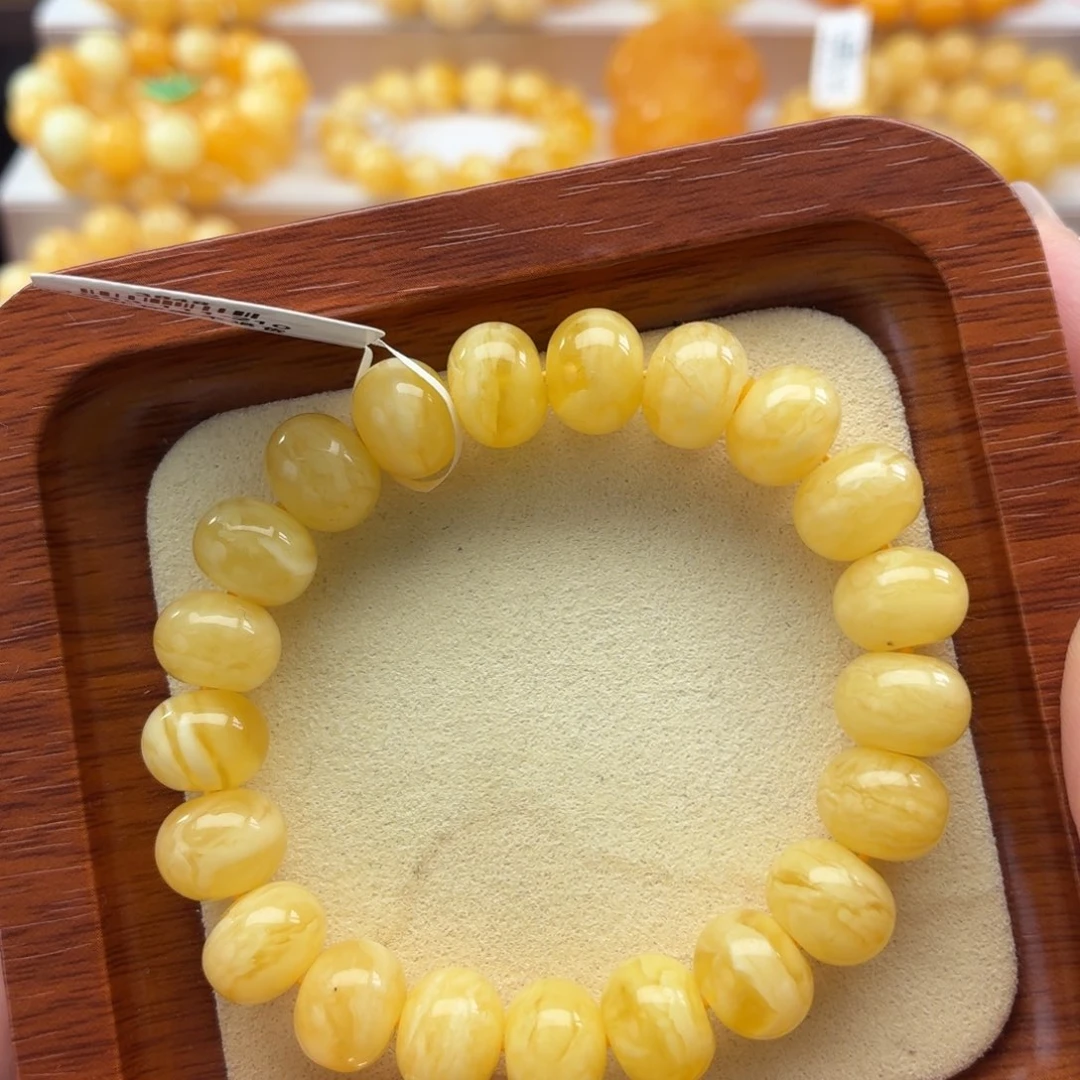 琥珀未镶嵌裸石B222算盘妖花手串卡11+