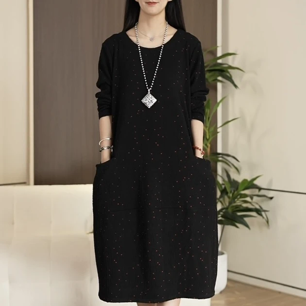 7768秋季新款时尚洋气减龄长袖连衣裙