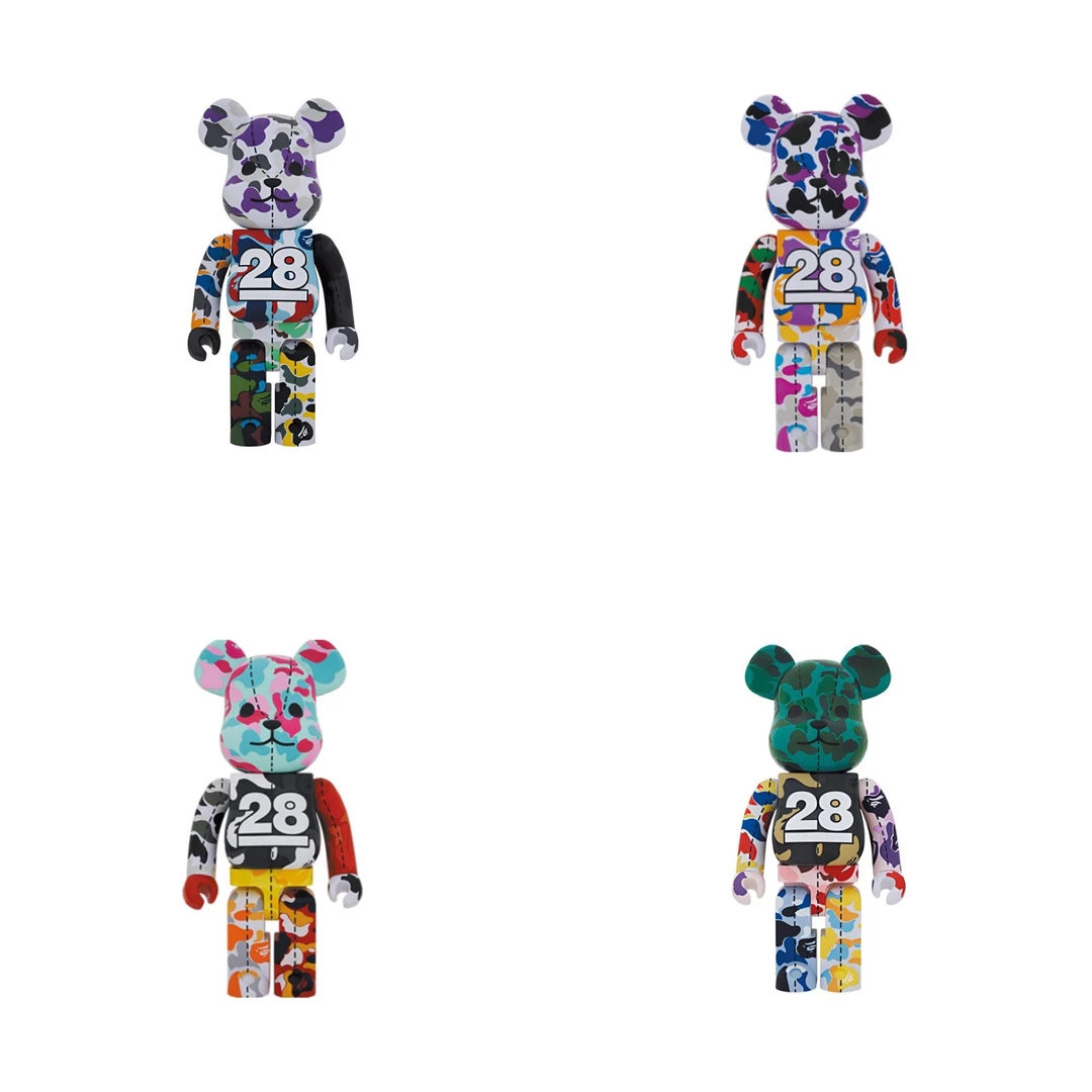 积木熊Bearbrick 迷彩28周年#1#2#3#4 双盒全新未拆1000%尺寸28cm