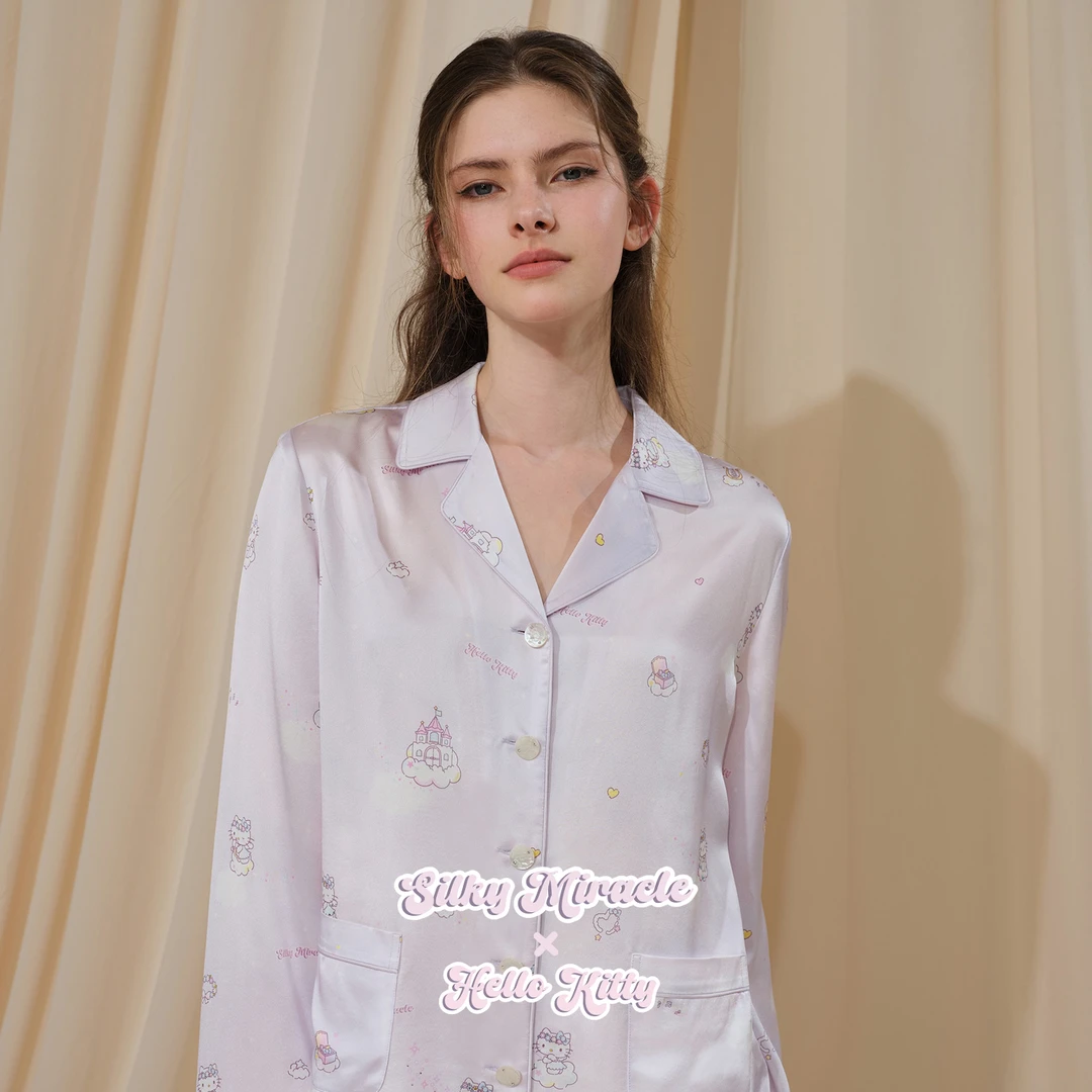 SILKY MIRACLE真丝睡衣HelloKitty联名新款桑蚕丝长袖家居服套装