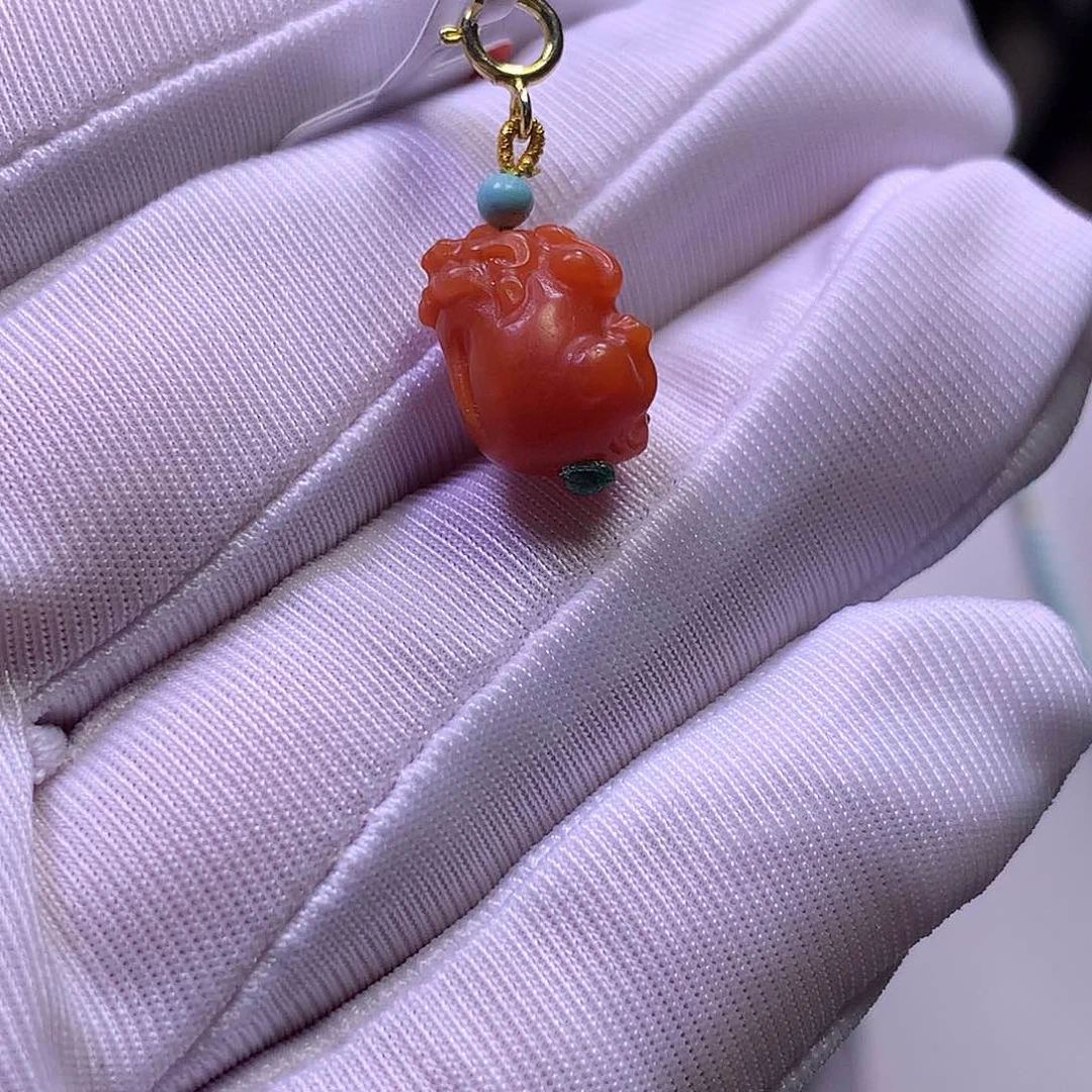 南红玛瑙银S925镀金镶嵌挂件李***T