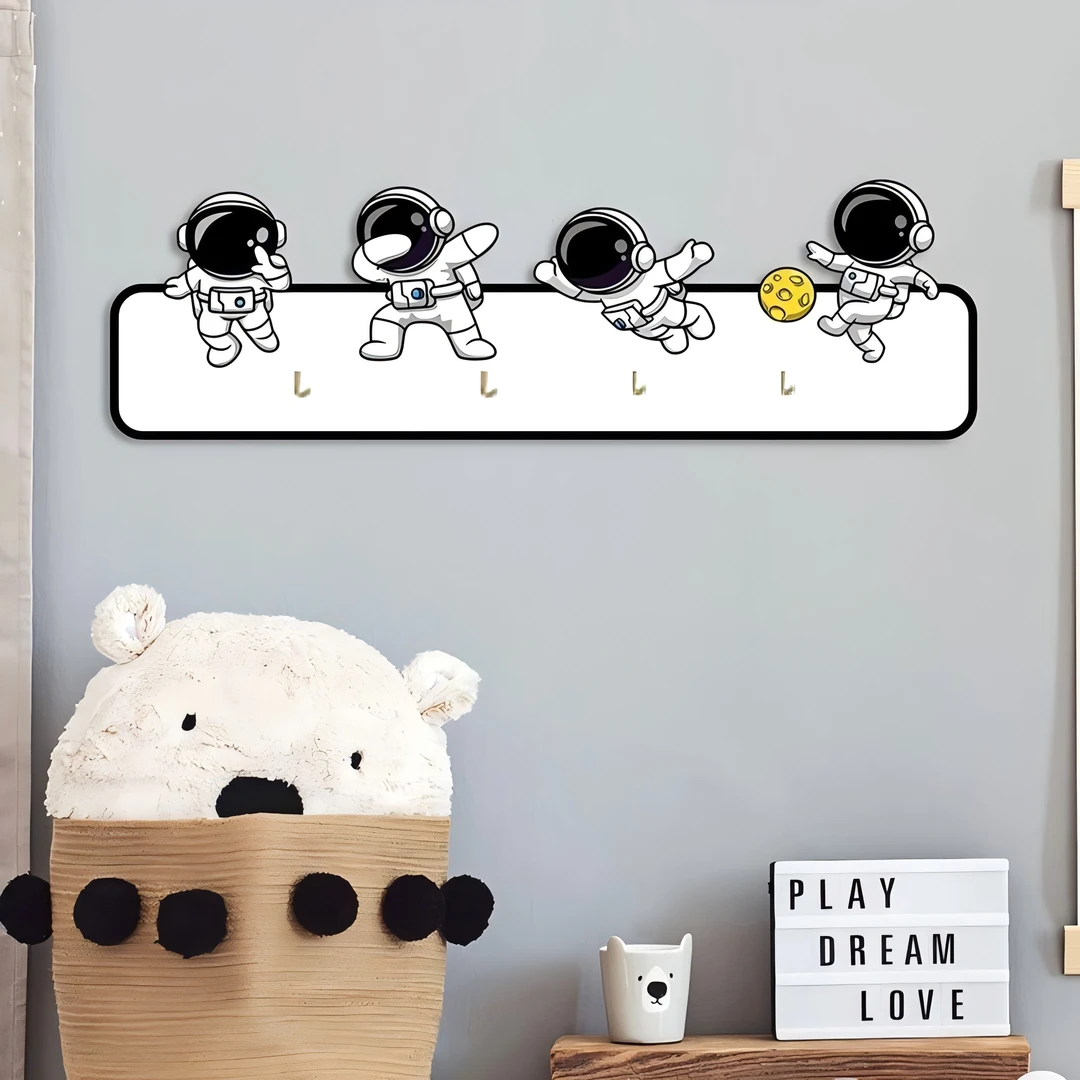 太空人造型免打孔钥匙收纳挂钩入门玄关壁挂创意装饰