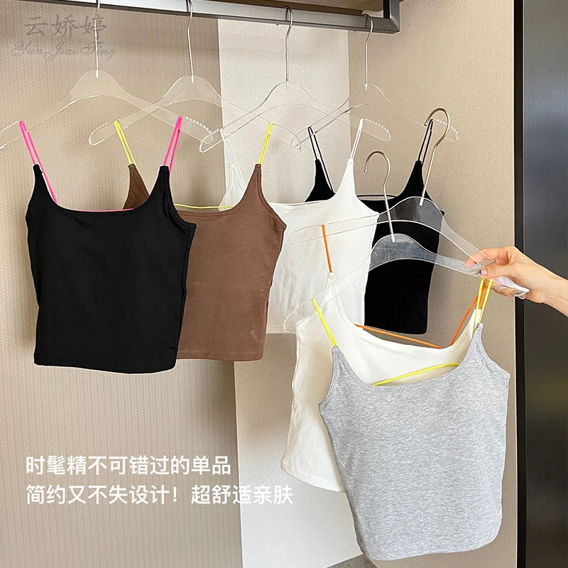 纯欲辣妹多色撞色吊带背心通勤通勤美背打底性感修身夏季内搭