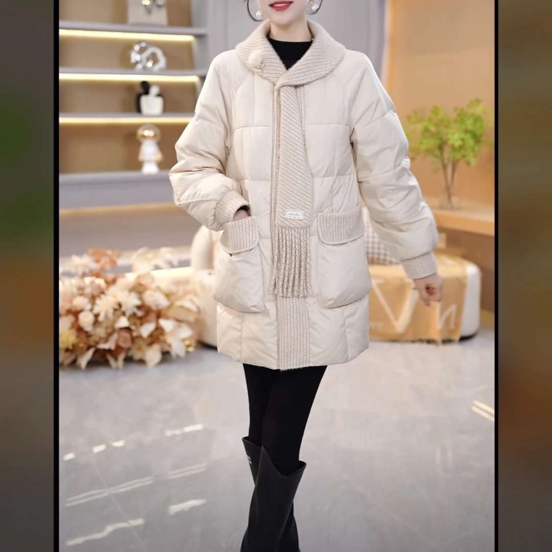 【羽绒服】纯色保暖时尚洋气加厚显瘦羽绒服新款宽松秋冬SJYH3521