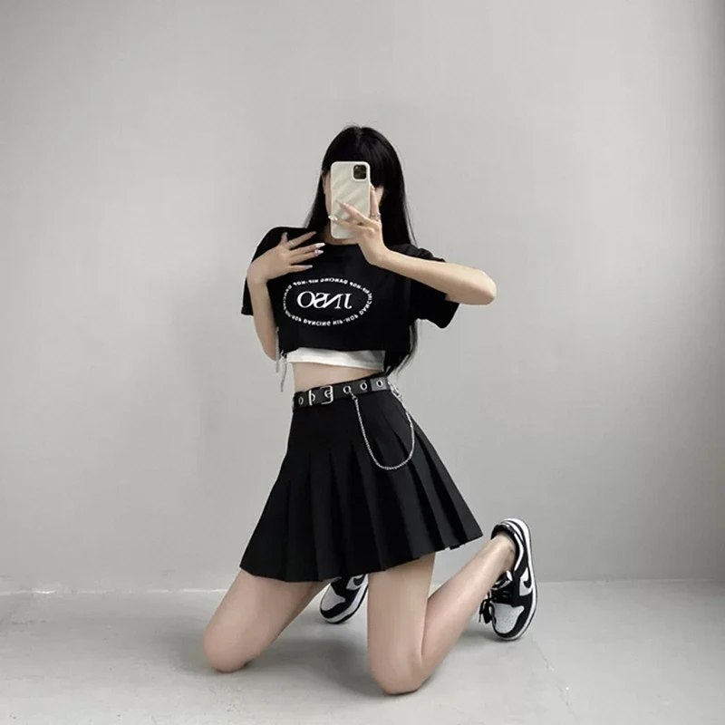 【枫香儿】百褶裙女A字版2025夏百搭设计感高腰显瘦半身裙+腰带链条