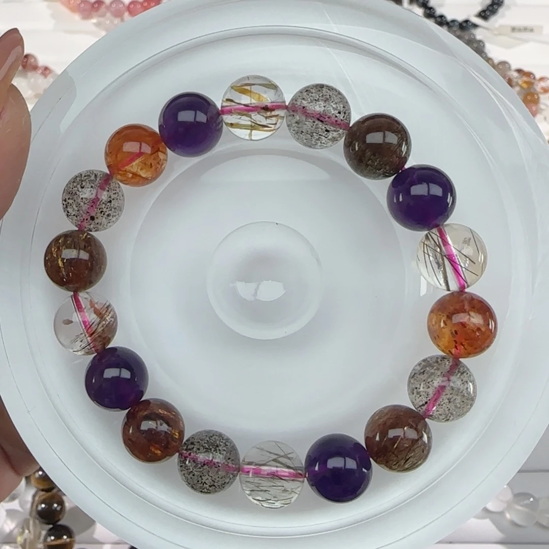 手串水晶未镶嵌021黑加仑超七水晶11m