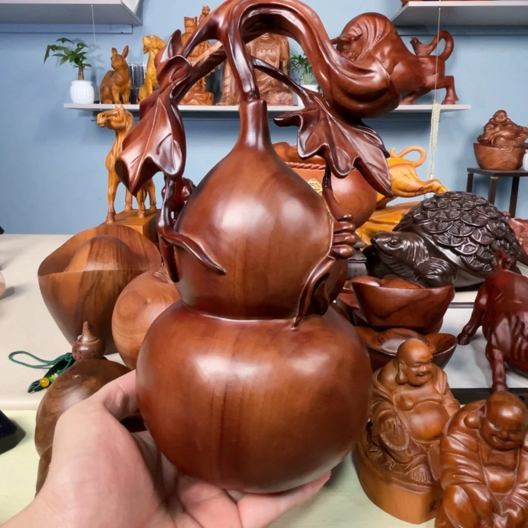 香樟木纯手工实心葫芦摆件
