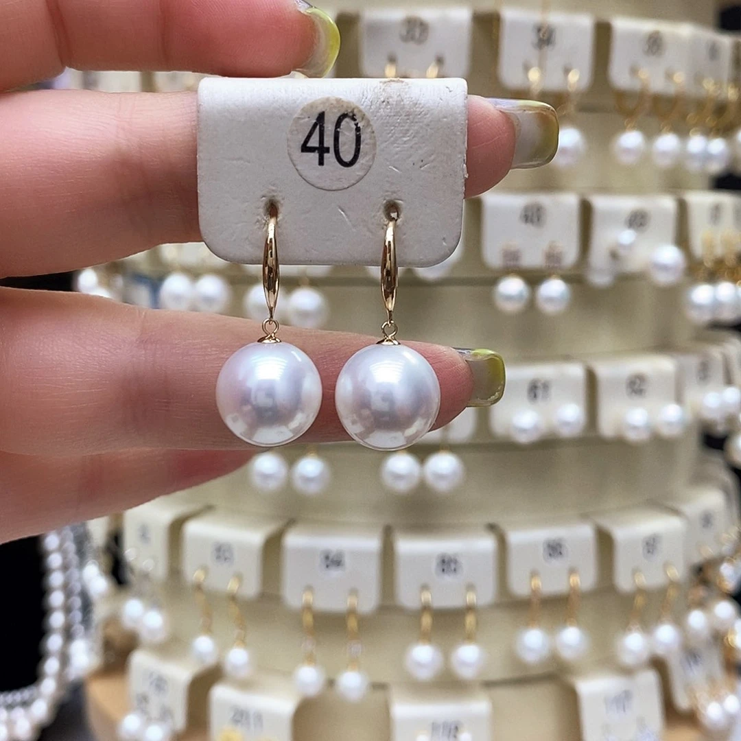 18K金镶嵌淡水珍珠耳饰