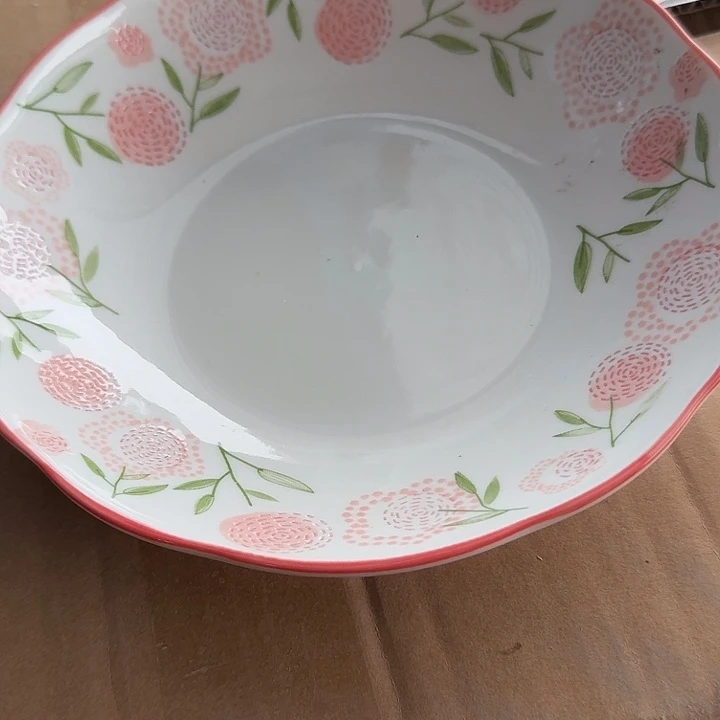 外贸尾单高温陶瓷微瑕花朵盘子两个