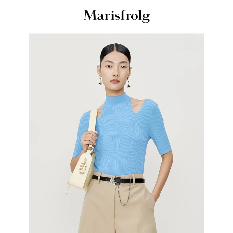 【商场同款新品】Marisfrolg/玛丝菲尔欧若风半袖毛针织衫A1CX1805M