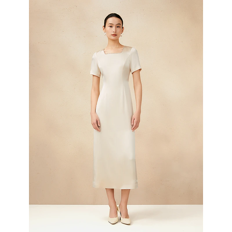 Song of Song歌中歌显瘦气质白色春季法式简约连衣裙5C65105126