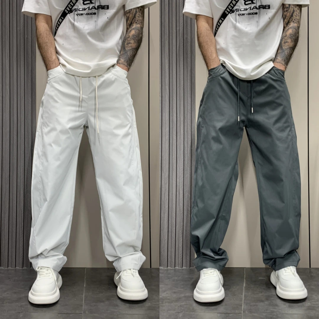 2025年春夏薄款休闲裤直筒裤痞帅男士设计感美式高街宽松阔腿裤潮
