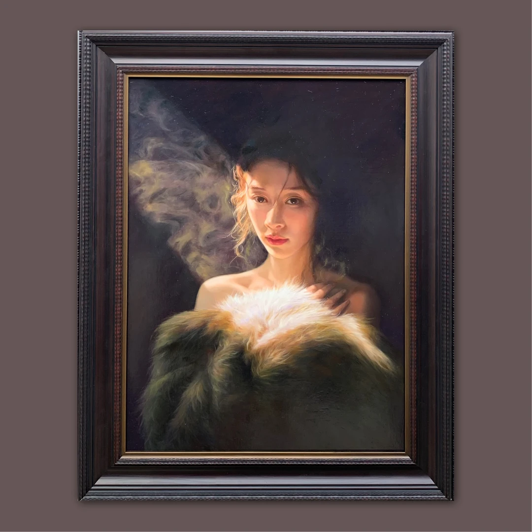 艺弘羽艺术 写实人物《流光》油画收藏 带框尺寸81×101cm