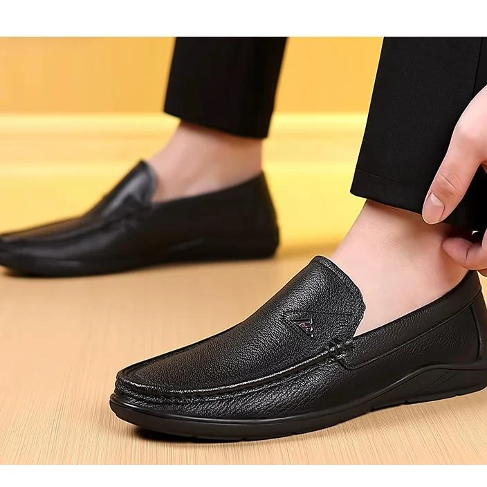 【老彭同学】【头层羊皮】一脚蹬软面软底男士通勤休闲皮鞋7782 7786