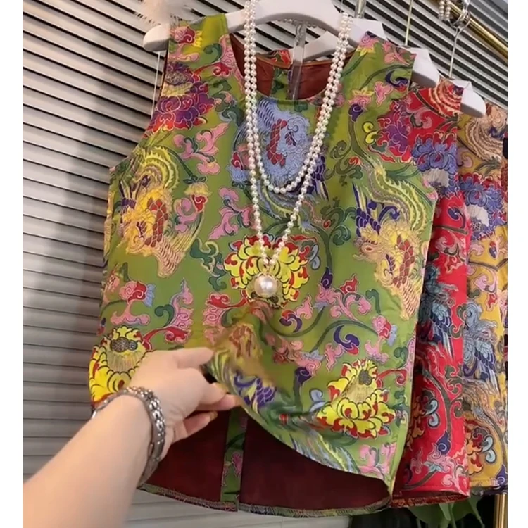 夏季新款胖妹妹圆领砍袖单排纽扣碎花上衣中国风遮肉小个子女装潮