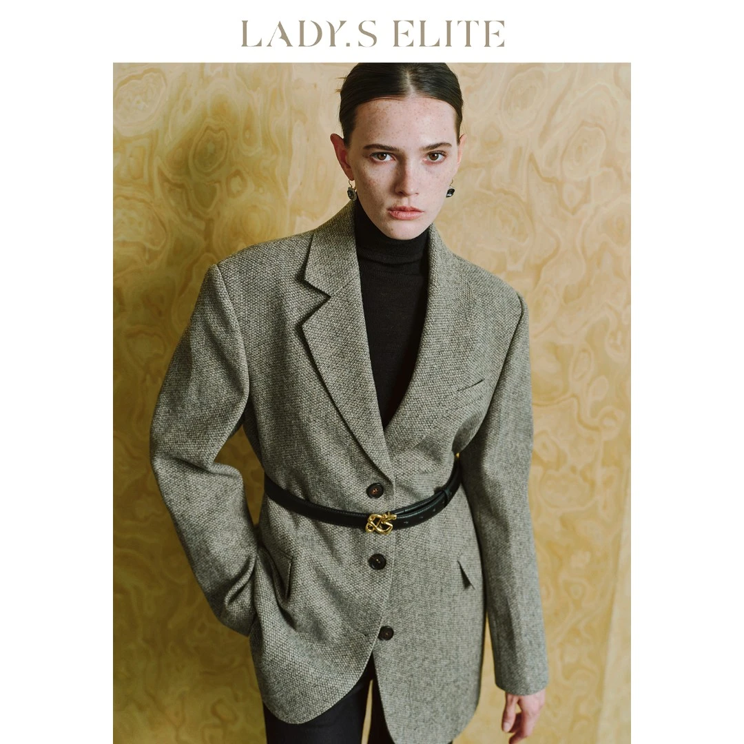 LadySElite【主编大衣】绵羊毛西装大衣女25秋季新款纯色正装上衣