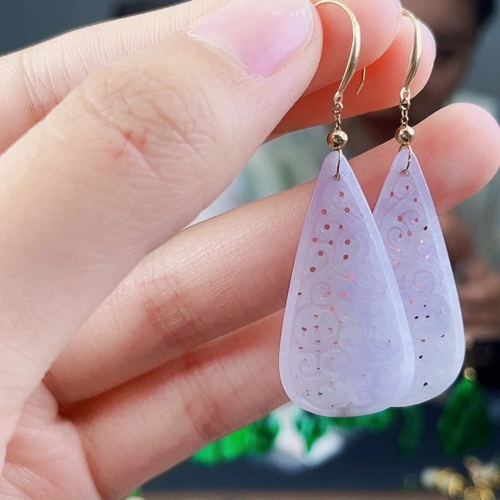 翡翠耳饰18K金镶嵌饰品