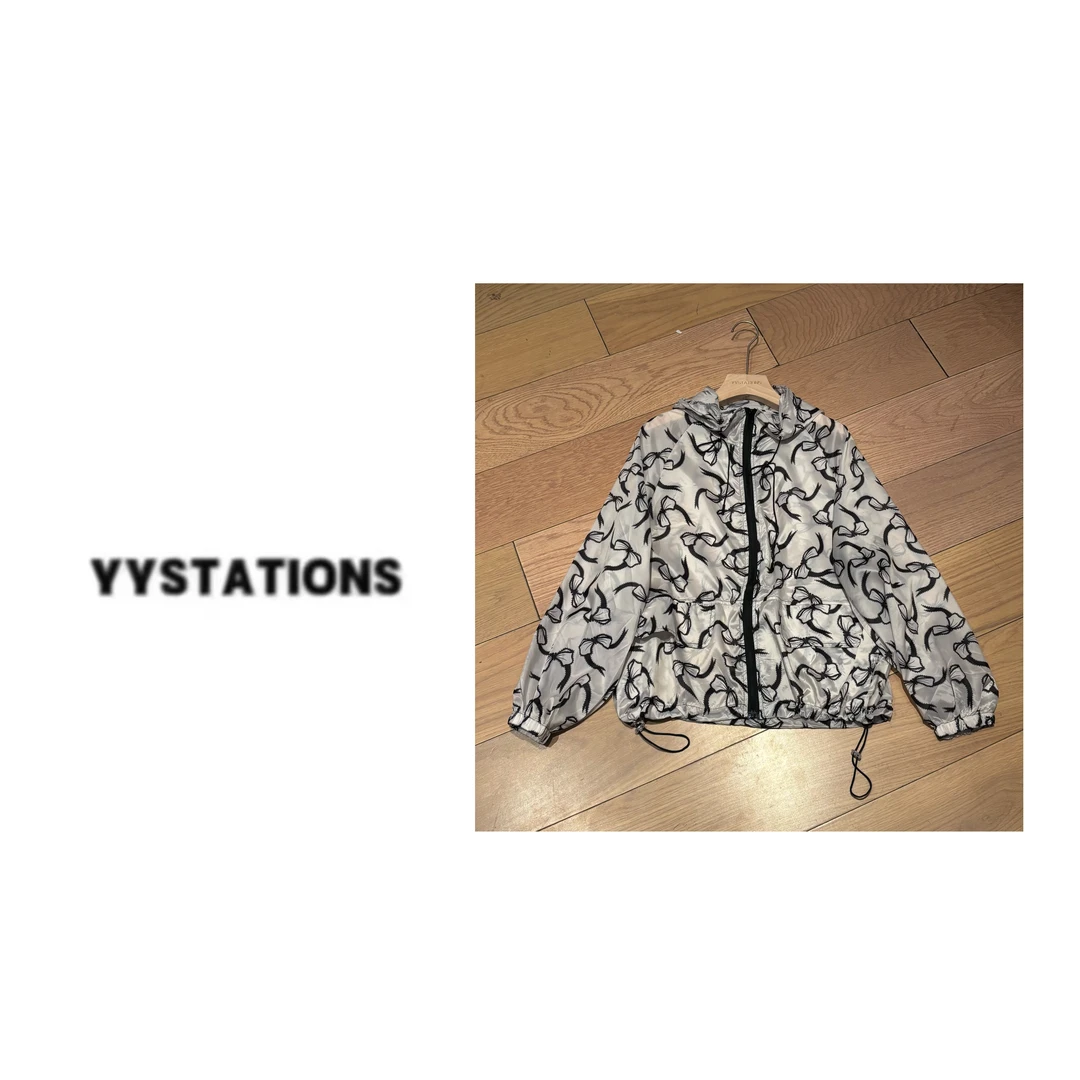 YYSTATIONS 【蝴蝶防晒！】印花防紫外线连帽短款防晒服外套-1009