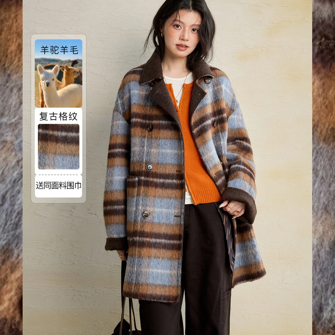 NAGUAGU/南瓜谷【伦敦故事】高支羊驼羊毛女装毛呢外套FY3MN0995-A