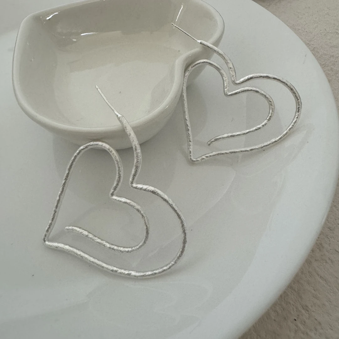 925银耳饰 925银长款爱心耳环时尚小众夸张个性-轻奢爱心耳环0164