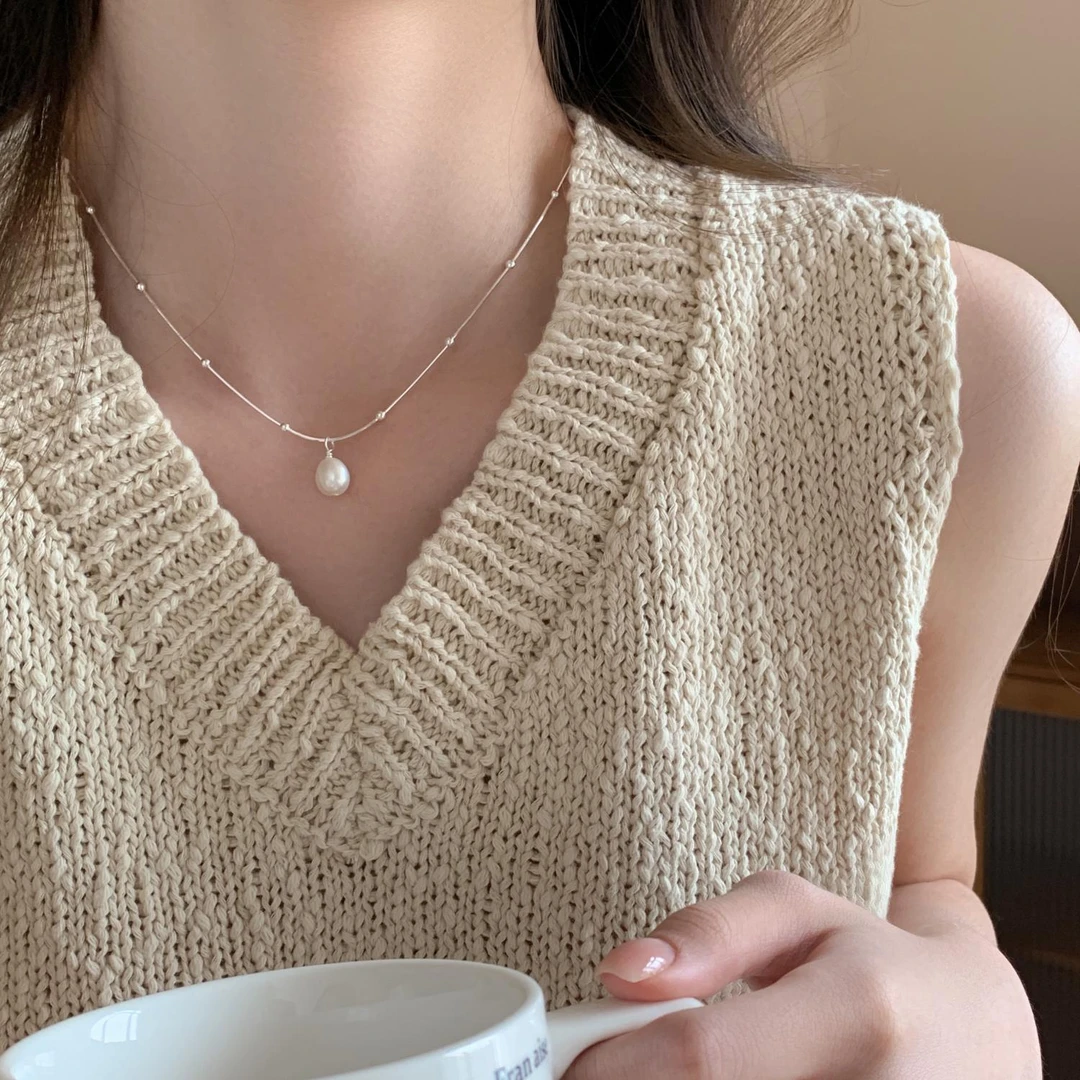 铜合金项链 珍珠吊坠项链女气质高级感百搭锁骨链时尚百搭脖颈链