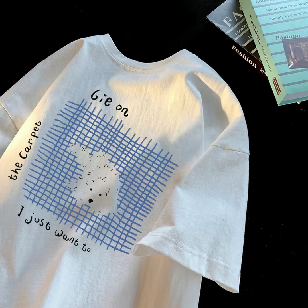 夏季新款潮牌纯棉短袖T恤男士帅气休闲宽松百搭个性卡通印花上衣