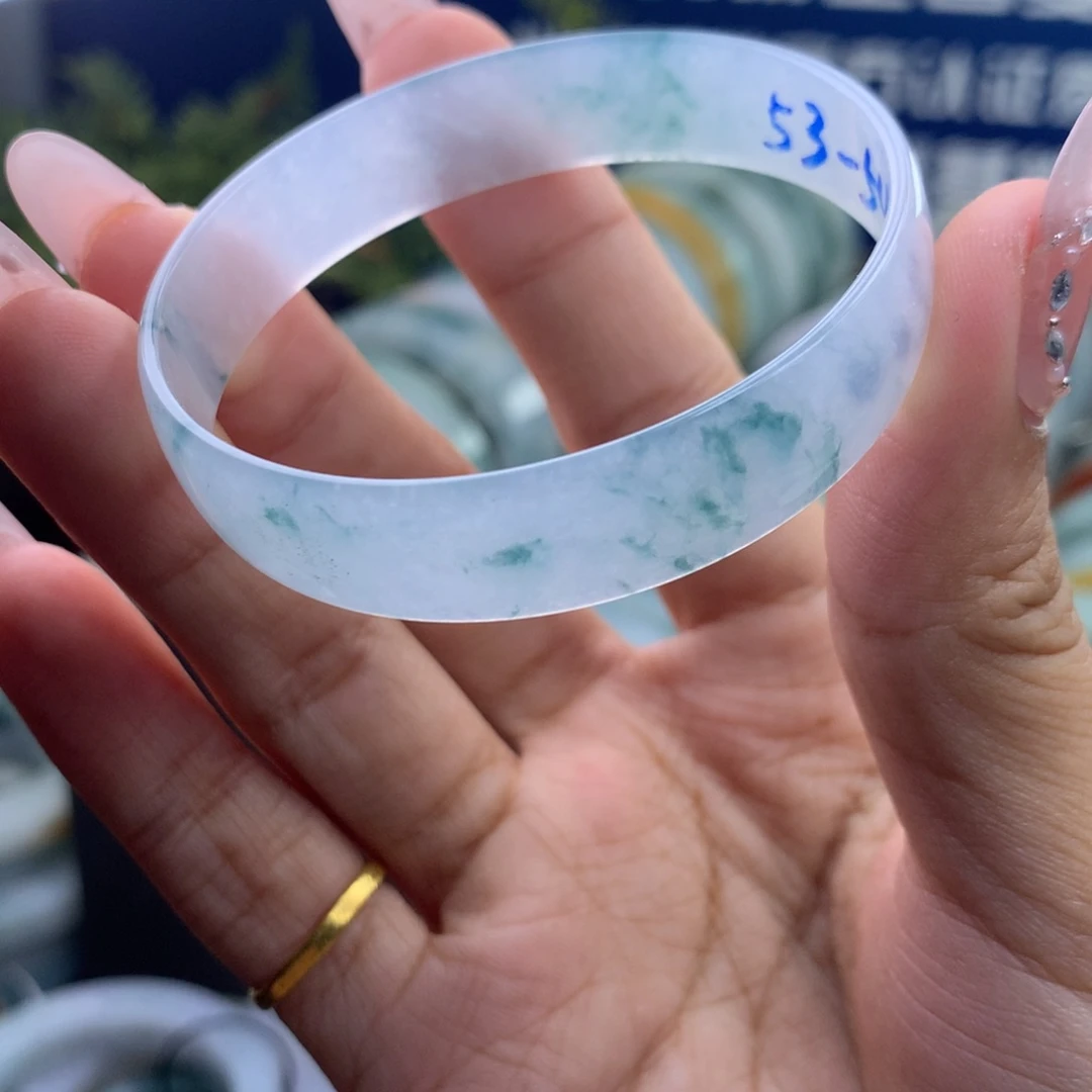 翡翠未镶嵌手镯公主镯53-54