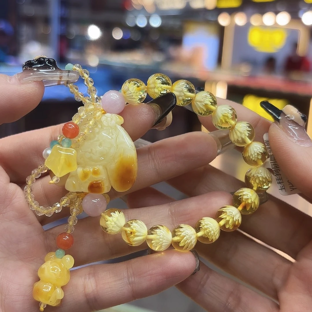 琥珀手链未镶嵌乖**尼琥珀
