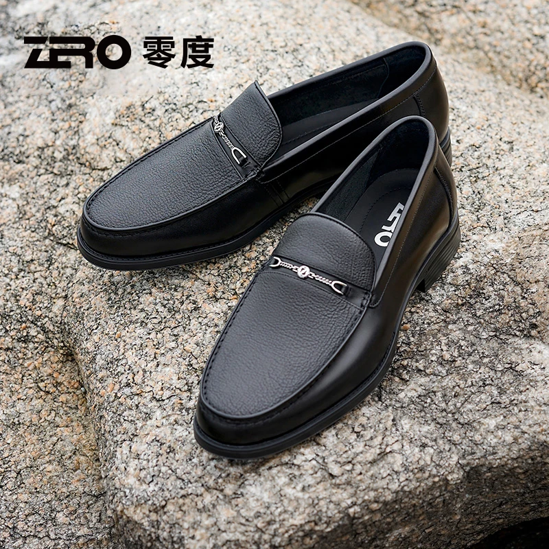 「墨痕」ZRO零度男鞋舒适软底商务休闲皮鞋男士正装鞋轻便套脚婚鞋