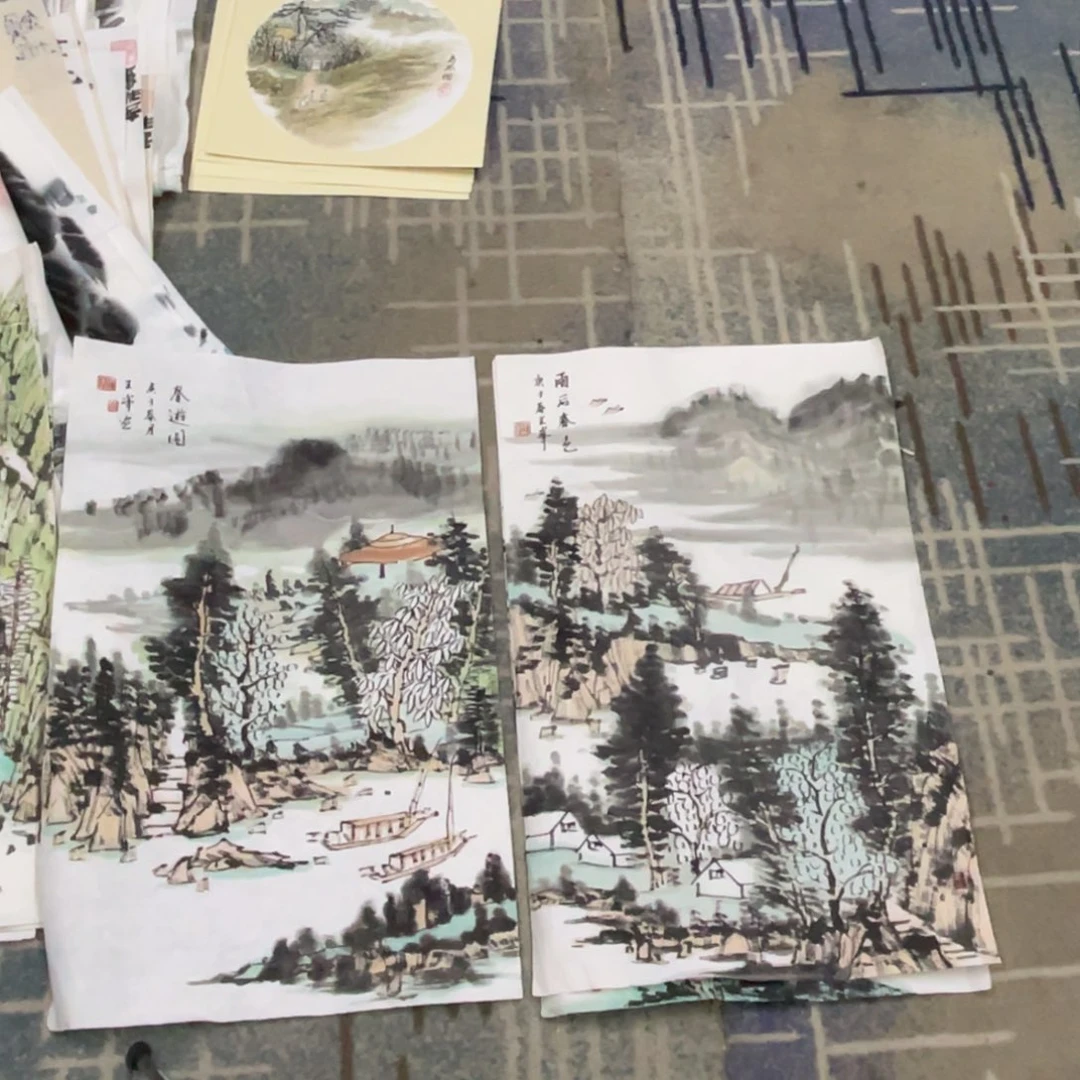 国画勇**惧四尺三开作品山水1111