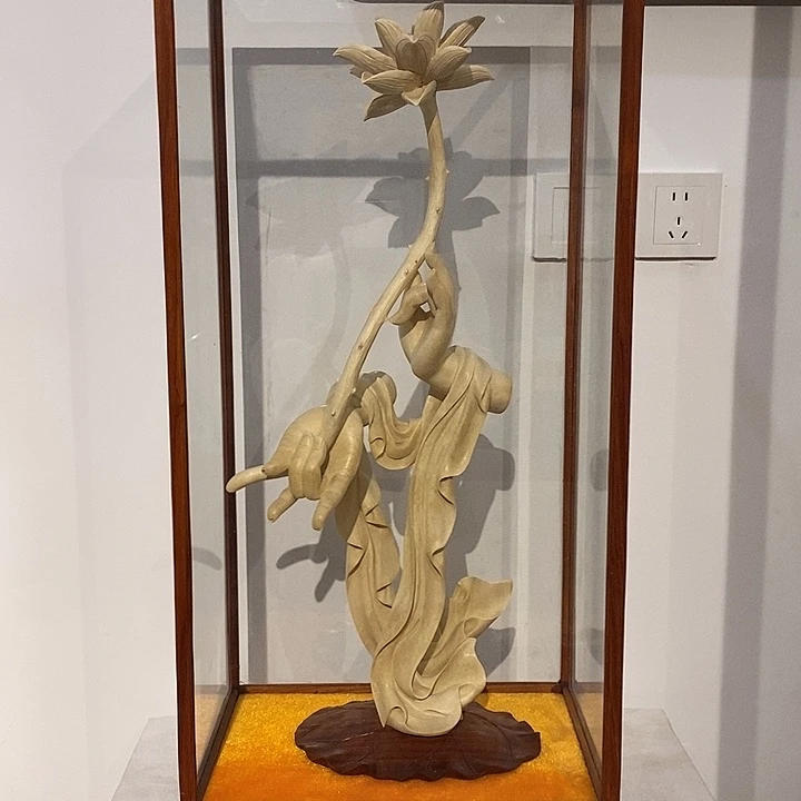 木质类香樟木荷花如意摆件工艺品