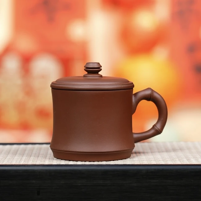 赵掌柜紫砂 底槽清竹节盖杯