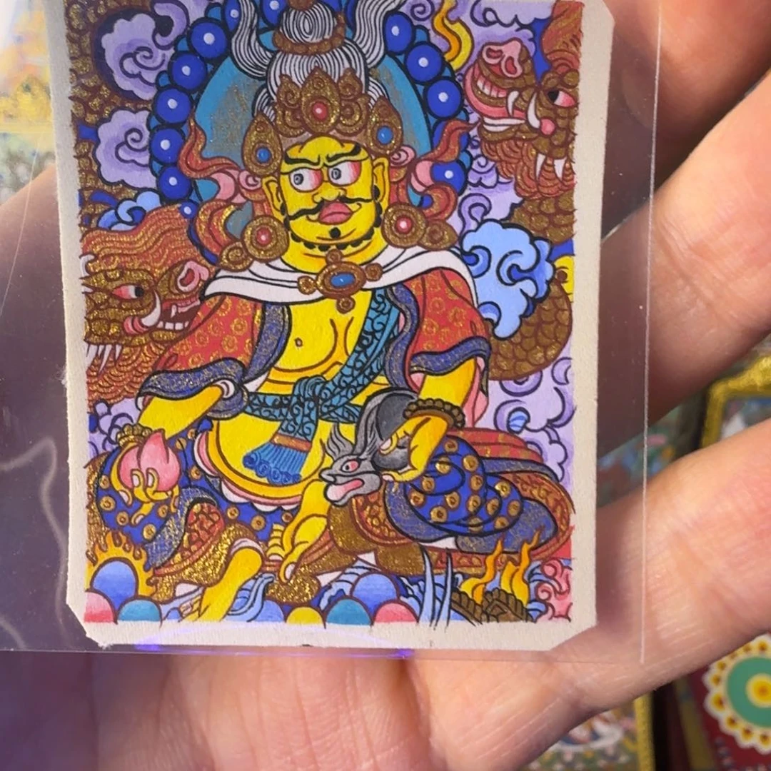 吊坠热贡黄财神唐卡画心