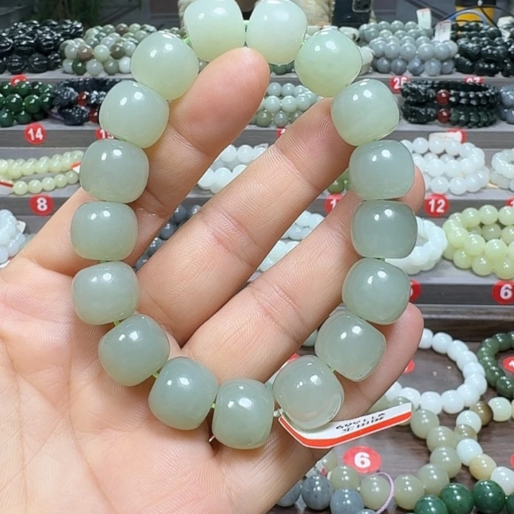 未镶嵌手链和田玉清水绿青海老型卡14