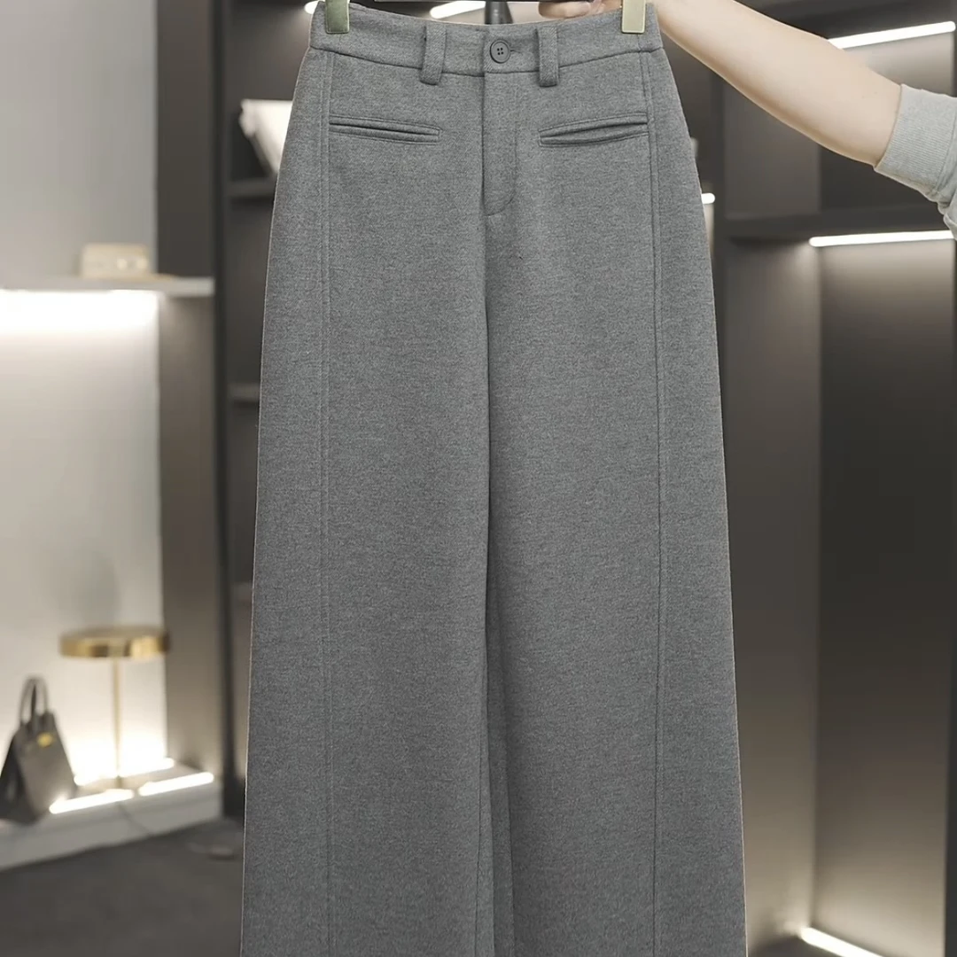 秋冬新款中高腰休闲直筒裤9138