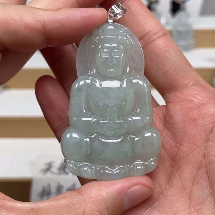 翡翠未镶嵌套链天然缅甸翡翠A货观音38号
