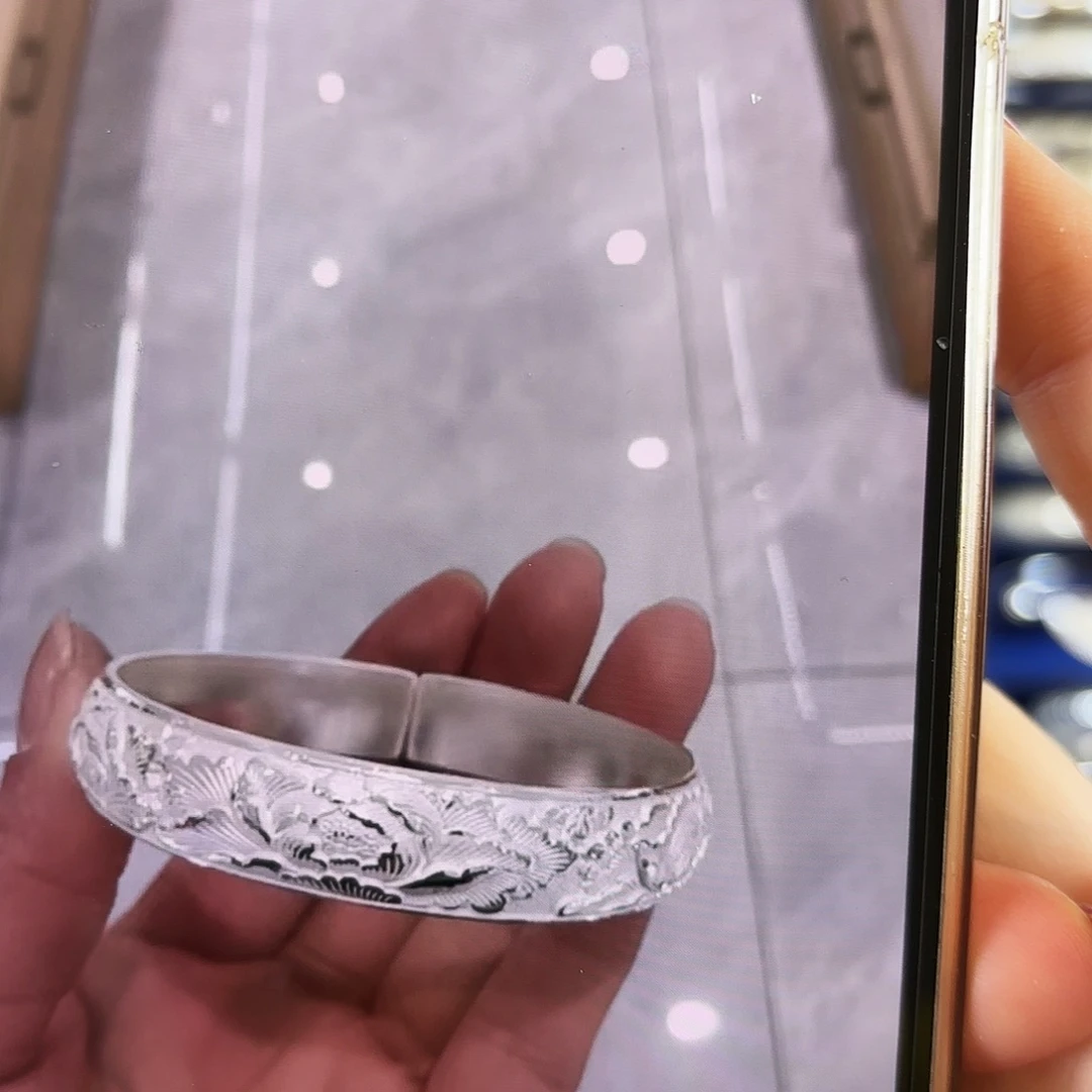 足银牡丹银手镯6克