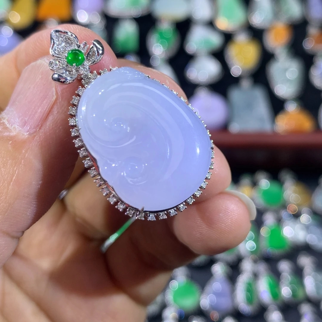 翡翠18K金镶嵌吊坠(不含链)