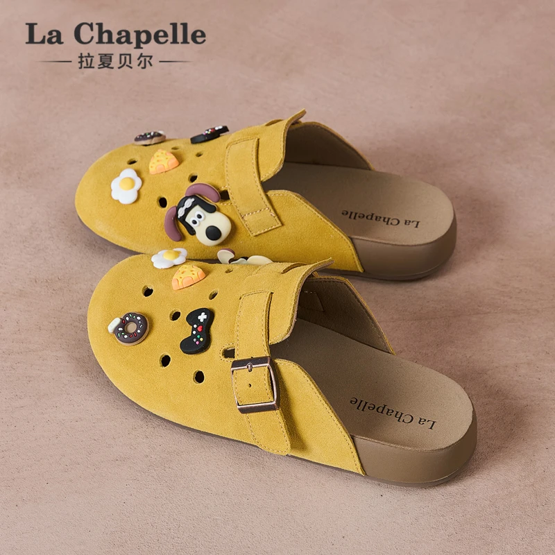 拉夏贝尔鞋子秋季新款爆款半拖勃肯明星同款百搭鞋子外穿拖鞋女鞋