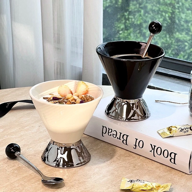 尊慕斯法式陶瓷甜品杯轻奢高级感家用客厅冰淇淋杯咖啡布丁酸奶杯