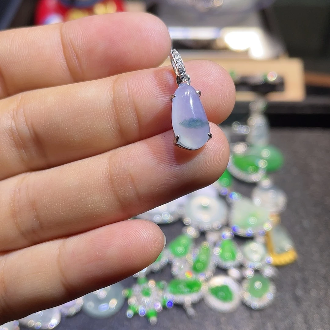 翡翠银S925镶嵌吊坠(不含链)