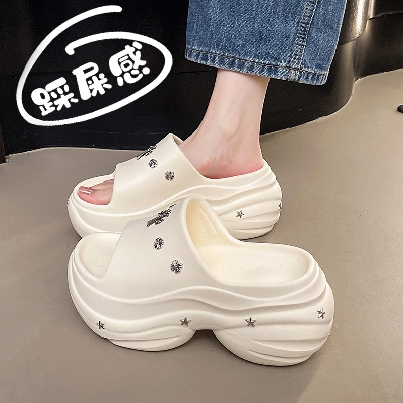 厚底拖鞋女外穿2025新款夏小个子高跟松糕凉鞋轻便防滑凉拖