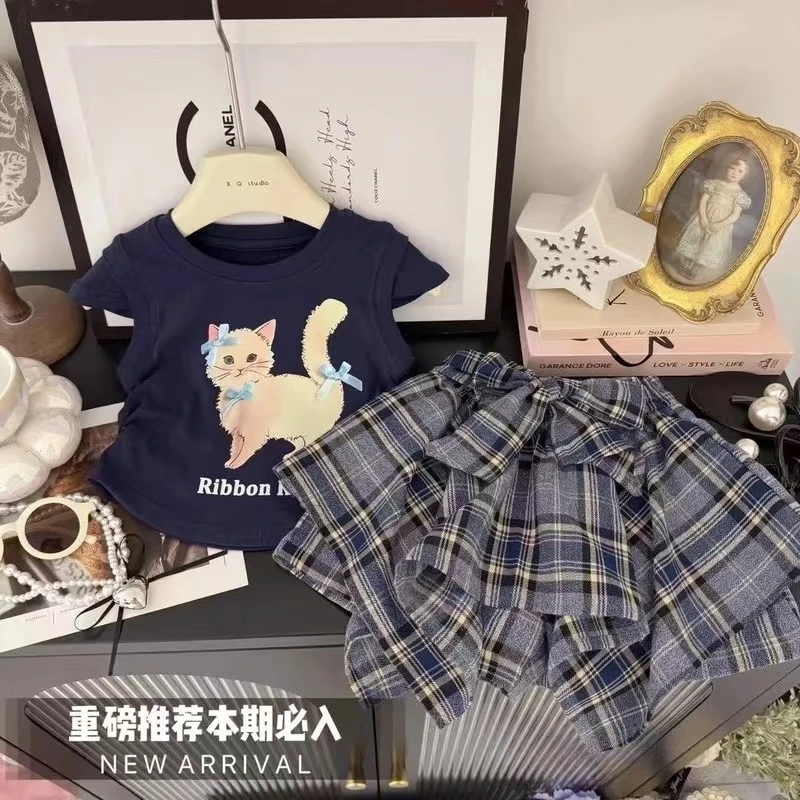 宝宝夏季短袖2025新款卡通T恤洋气背心童装不规则六一儿童节服装