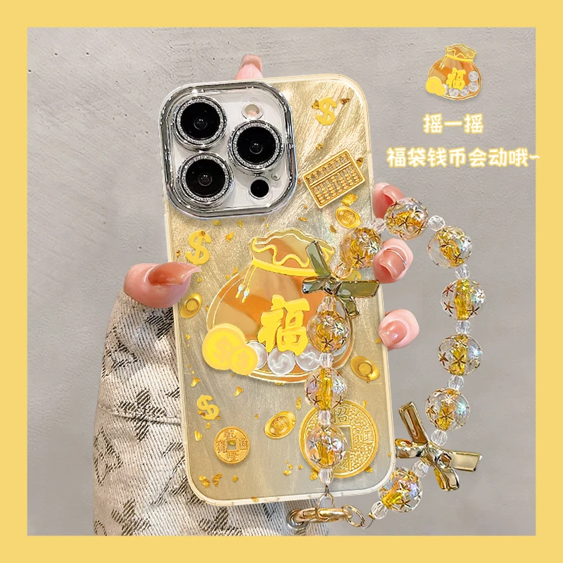 适用于苹果16新款金元宝手机壳oppo华为vivo网红个性创意流行小众