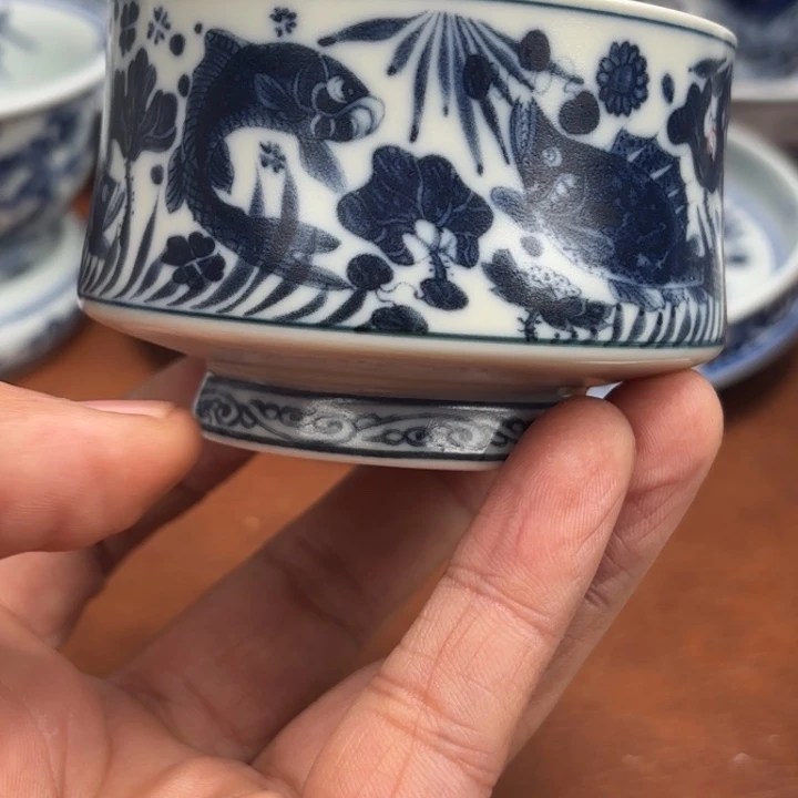 陶摆件微瑕鱼藻纹大杯子景德镇发货