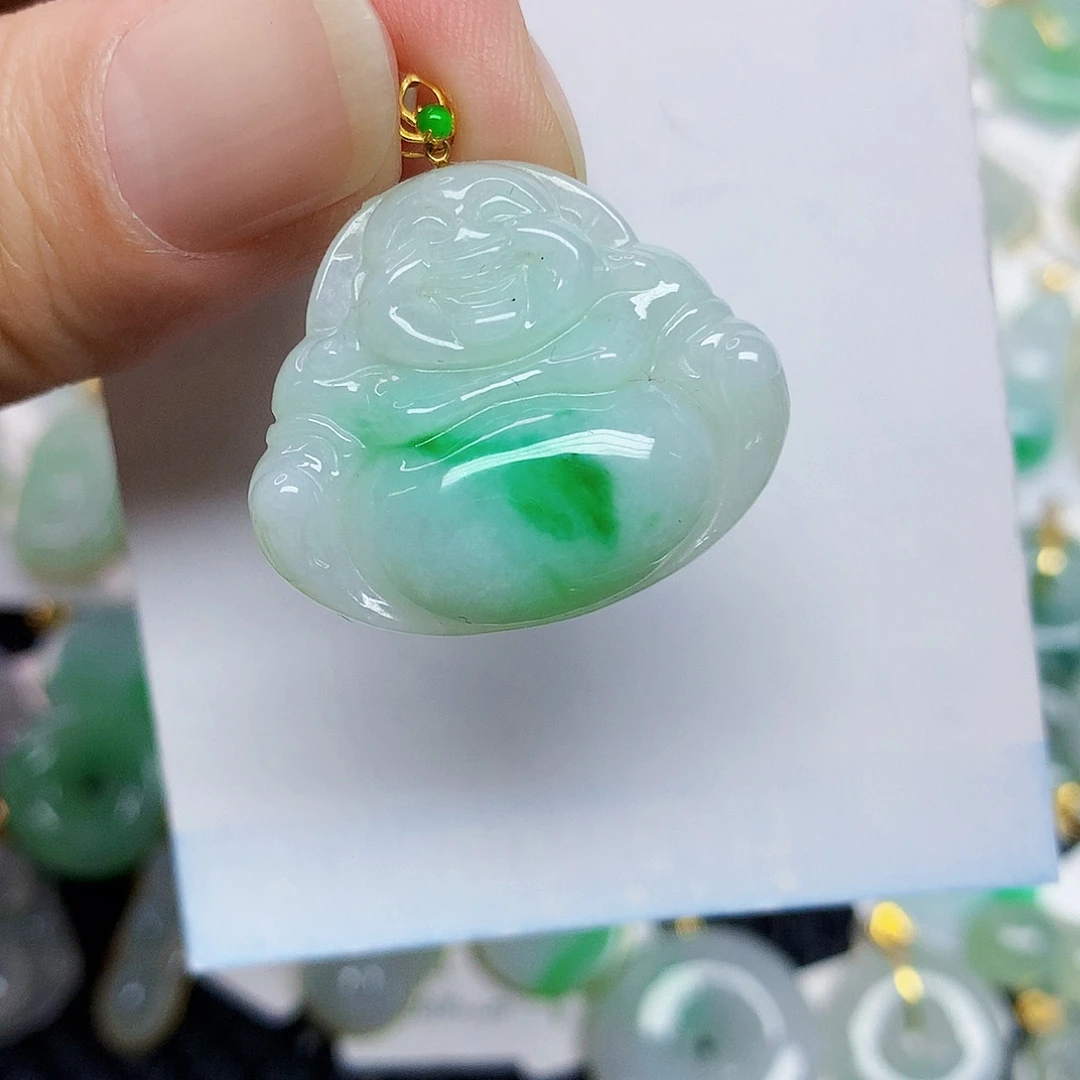 翡翠18K金镶嵌颈饰467889