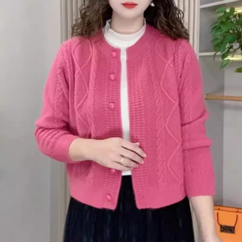 设计感毛衣针织开衫外套女2025年春秋百搭休闲宽松麻花针织上衣潮