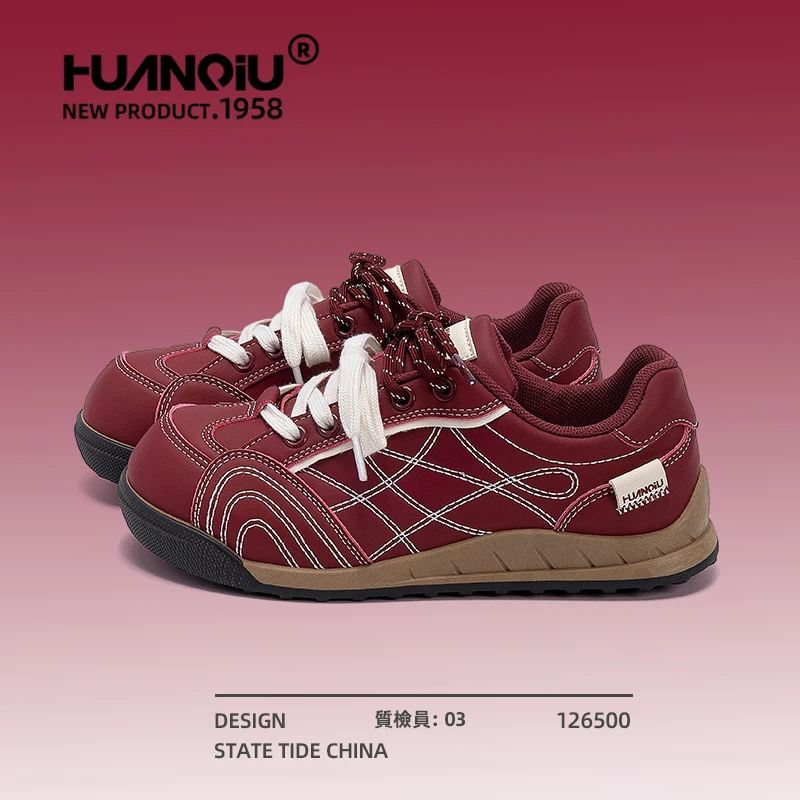 环球爆款红色复古德训鞋女款2025新款赛车鞋男女休闲运动阿甘鞋子